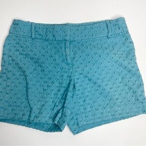 EEUC LOFT Shorts Womens Size 4 Blue Eyelet Cotton Chino 5 1/2" Inseam